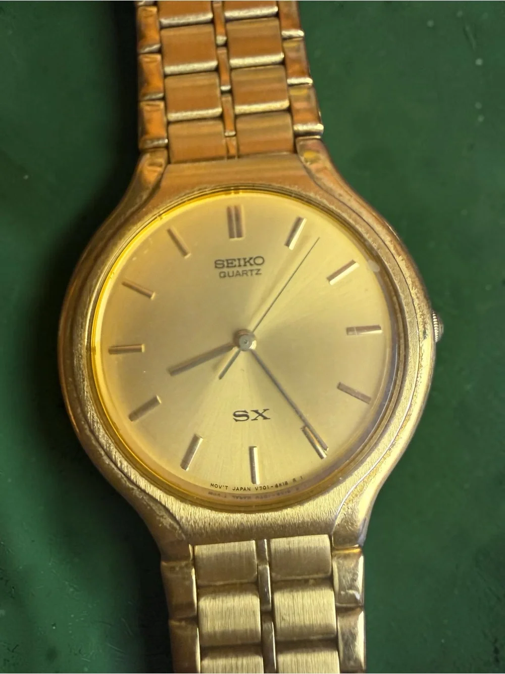 Vintage Seiko SX Quartz V701-6K00 Gold Tone Men’s Watch Japan Runs